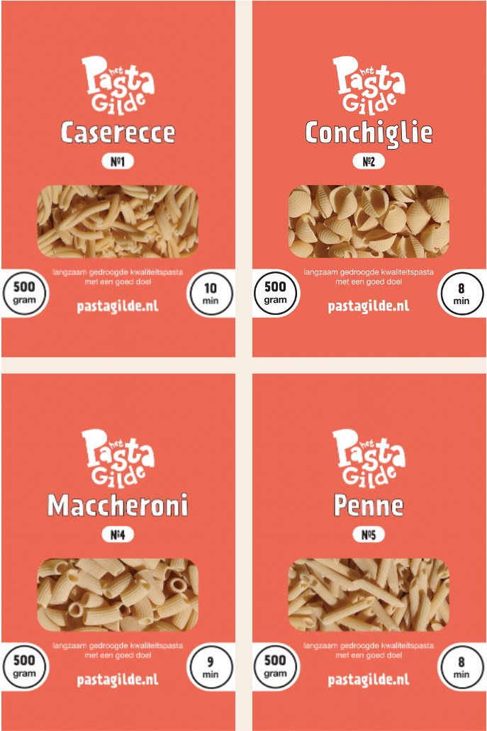 Alle 4 soorten: Caserecce, Maccheroni, Penne, Conchiglie, 4x500 gram (4,45 EUR per 500 gram)