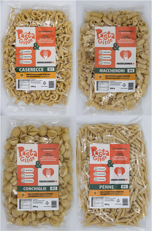 Alle 4 soorten: Caserecce, Maccheroni, Penne, Conchiglie, 4x500 gram (4,45 EUR per 500 gram)